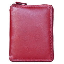 Kožená peněženka tmavě červená kvalitní celá dokola na zip s ochranou dat (RFID)