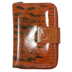 Červená fóliovaná kožená peněženka Jennifer Jones s leopardím vzorem