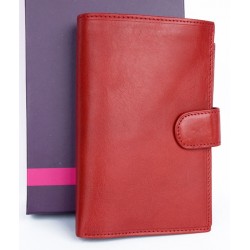 Velká červená peněženka z měkké kvalitní kůže s vyjímatelným pouzdrem na cestovní pas