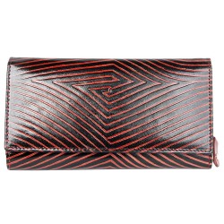 Červeno-černá lakovaná kožená peněženka s ornamentální ražbou