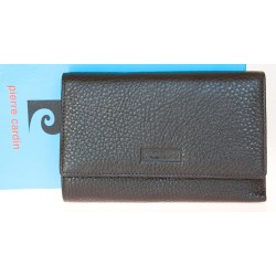 Černohnědá kožená peněženka Pierre Cardin z kvalitní kůže se strukturou