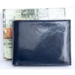 Tmavě modrá lesklá kožená peněženka