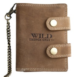 Kožená peněženka Wild s 50 cm dlouhým kovovým řetězem a karabinkou