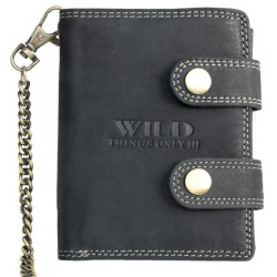 Kožená peněženka Wild s 50 cm dlouhým kovovým řetězem a karabinkou AKCE